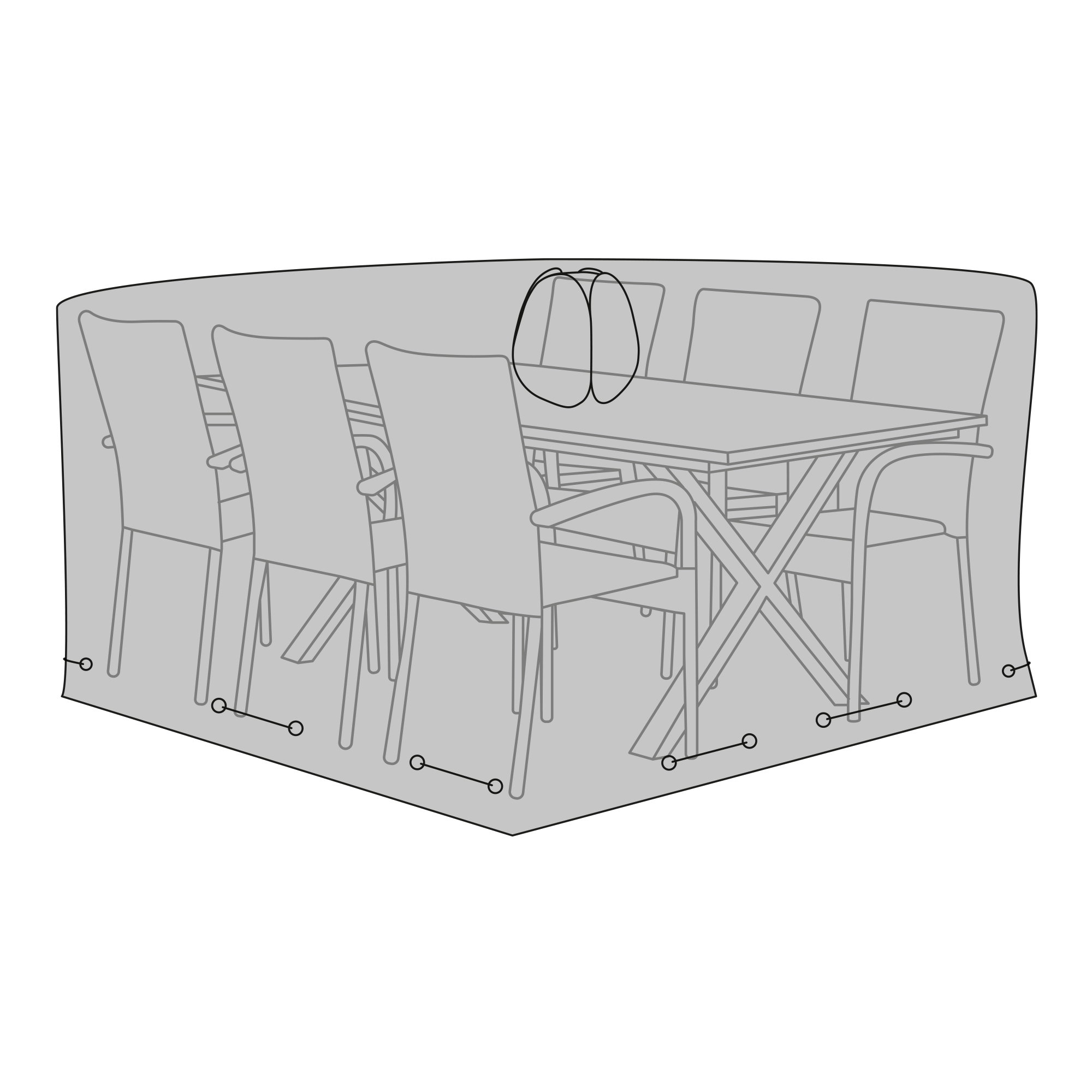 Luxe Hoes voor Tuintafel met 6 Stoelen